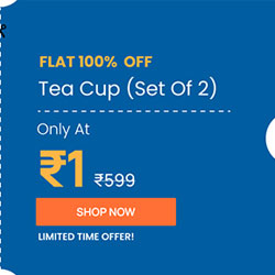 Get Linear 210ml (Set of 2) Glass Tea Cup @ Rs.1 — 250 × 250