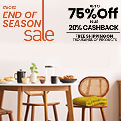 Enjoy up to 75% OFF + 20% Cashback on Furniture & Decor — 250 × 250