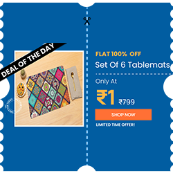 Get Ethnic motif Multicolor (12 x 16) PVC (Set of 6) Placemats @ Rs.1 — 250 × 250